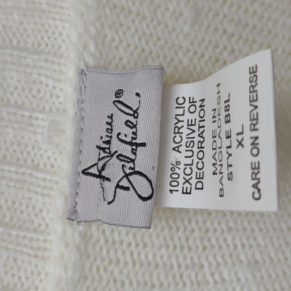 Adrian Delafield Vintage All Dolled Up White Floral Applique Knit LS Sweater - Picture 3 of 11
